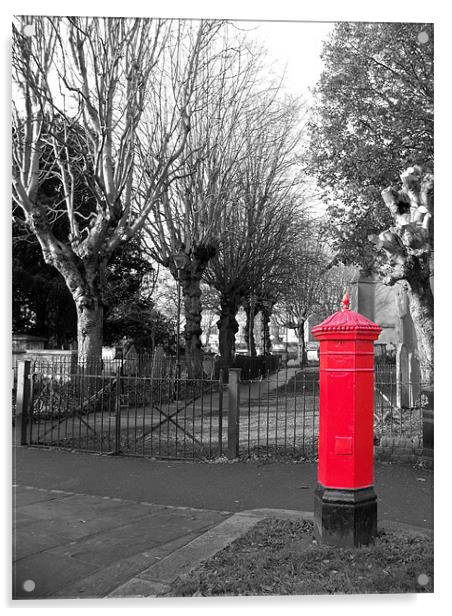 Red Post Box Acrylic by Lynn Bolt