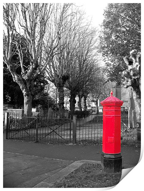 Red Post Box Print by Lynn Bolt