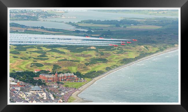 Red Arrows Over Slieve Donard Hotel Framed Print by Peter Lennon