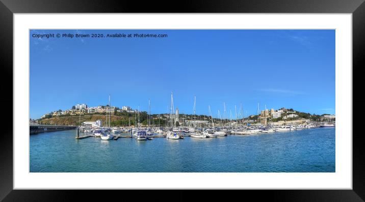 Torquay Harbor No 2 in Devon, Panorama Framed Mounted Print by Philip Brown