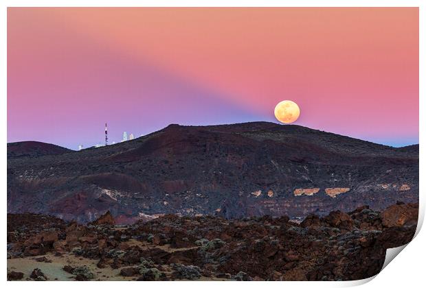 Full moon rising, Izaña, Tenerife Print by Phil Crean
