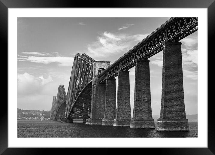 Forth Rail Bridge black and white Framed Mounted Print by Steven Lennie