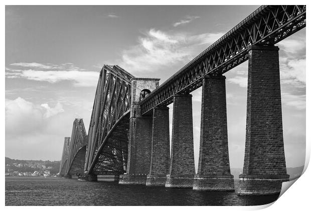 Forth Rail Bridge black and white Print by Steven Lennie