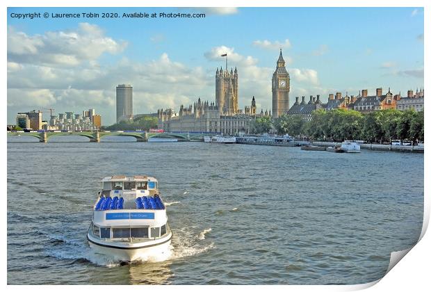 Boat and Houses of Parliament Print by Laurence Tobin