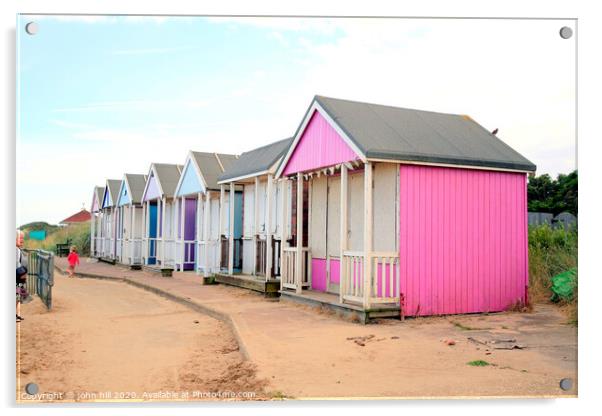 Wooden beach huts at Sandilands near Sutton on Sea in Lincolnshire. Acrylic by john hill