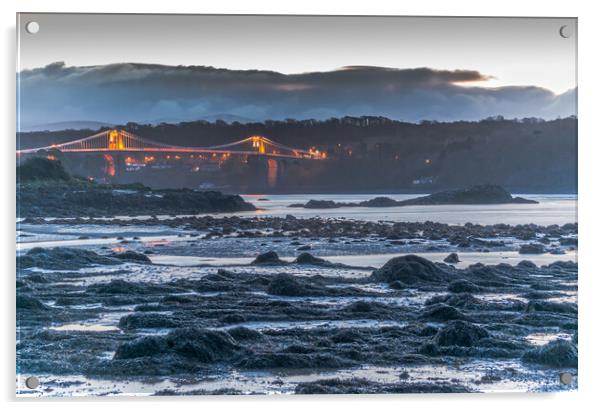 Britannia Bridge Anglesey Acrylic by Jonathon barnett