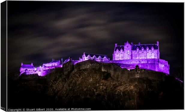 A Purple Edinburgh Castle Canvas Print by Stuart Gilbert