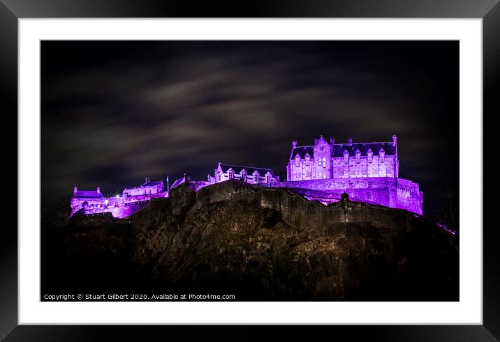 A Purple Edinburgh Castle Framed Mounted Print by Stuart Gilbert