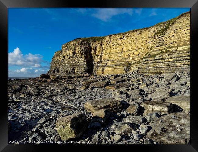 The Cliffs on Dunraven Bay  Framed Print by Jane Metters