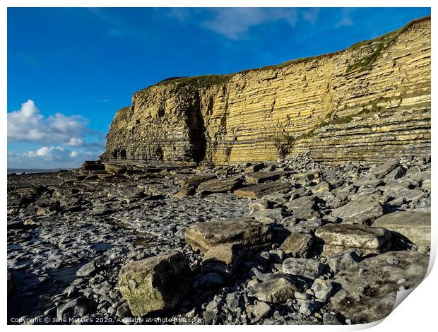 The Cliffs on Dunraven Bay  Print by Jane Metters