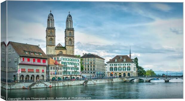 Zurich and the Limmat Canvas Print by Viv Thompson