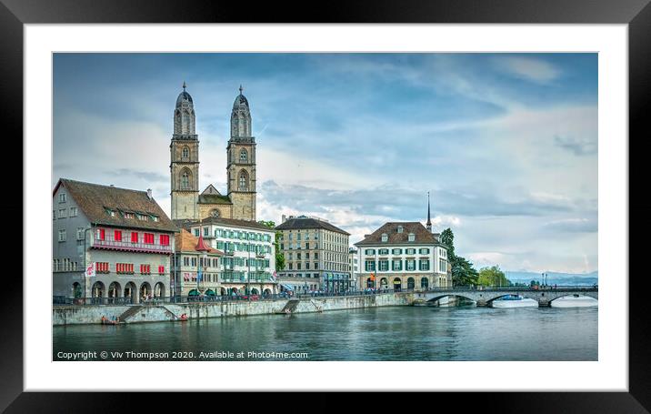 Zurich and the Limmat Framed Mounted Print by Viv Thompson