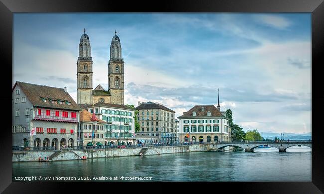 Zurich and the Limmat Framed Print by Viv Thompson