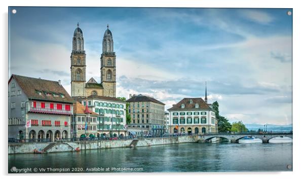 Zurich and the Limmat Acrylic by Viv Thompson