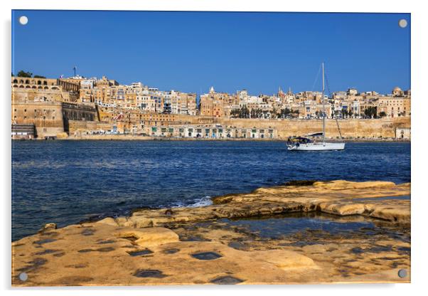 Valletta Skyline And Grand Harbour Acrylic by Artur Bogacki