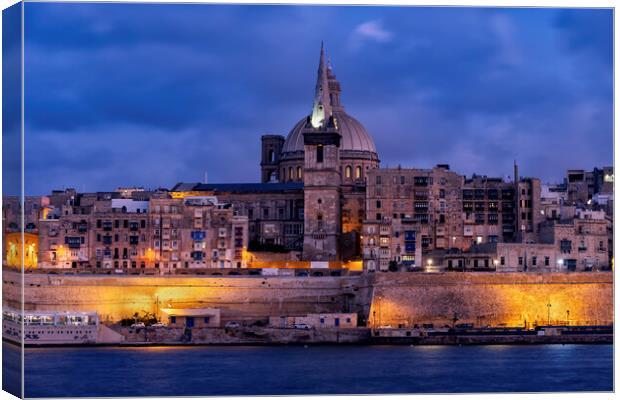 City of Valletta in Malta at Dusk Canvas Print by Artur Bogacki