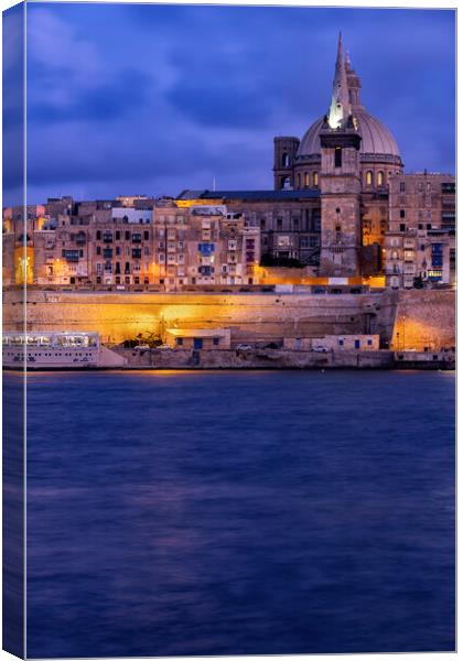 Valletta City At Dusk In Malta Canvas Print by Artur Bogacki