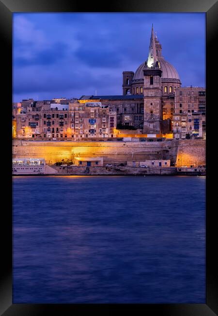 Valletta City At Dusk In Malta Framed Print by Artur Bogacki