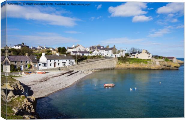 Moelfre Village Anglesey Canvas Print by Pearl Bucknall