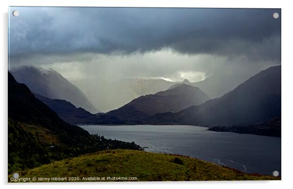 Looking down on Loch Duich near Dornie Scotland Acrylic by Jenny Hibbert