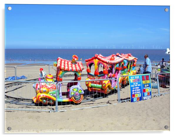 Children's train on the sands at Ingoldmells near Skegness. Acrylic by john hill