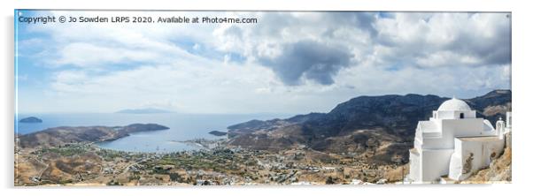 Greek Island View, Serifos Acrylic by Jo Sowden