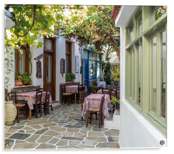 Greek back Street, Kythnos. Greece Acrylic by Jo Sowden