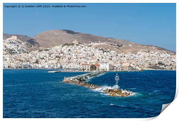 View arriving in Syros, Greece Print by Jo Sowden