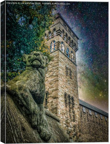 A Stone Statue Guards Cardiff Castle Canvas Print by Lee Kershaw