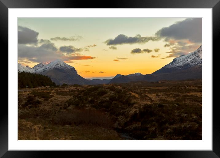 Sunset over the Cuillin Isle of Skye Framed Mounted Print by Derek Beattie