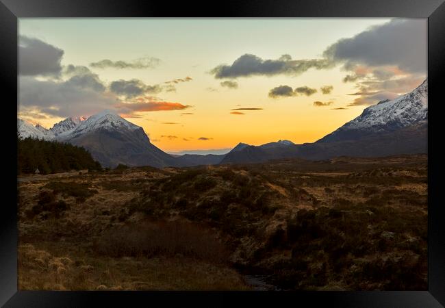 Sunset over the Cuillin Isle of Skye Framed Print by Derek Beattie