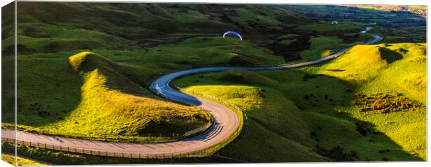 Paragliders over Edale Valley Canvas Print by John Finney