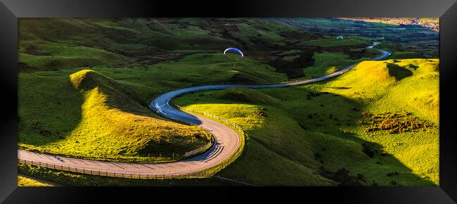 Paragliders over Edale Valley Framed Print by John Finney