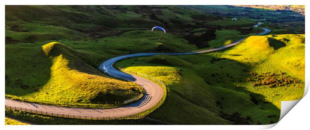 Paragliders over Edale Valley Print by John Finney