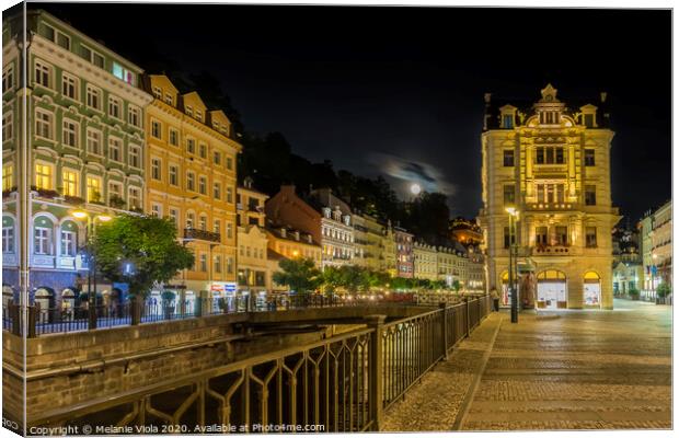 KARLOVY VARY Tepla riverside at full moon Canvas Print by Melanie Viola