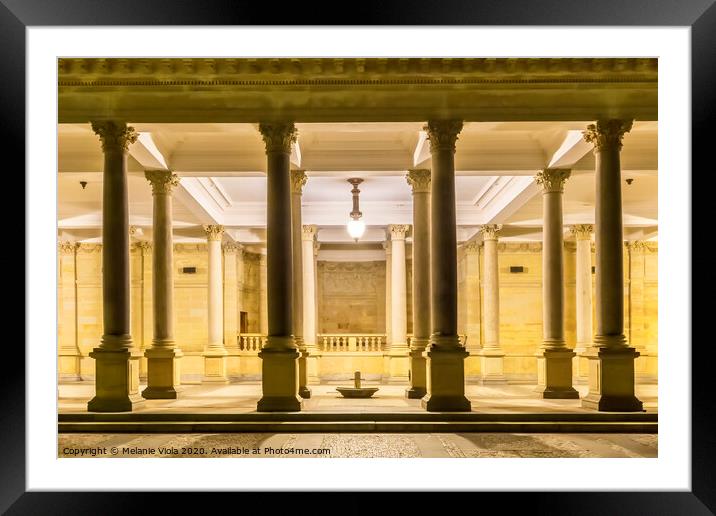 KARLOVY VARY Mill Colonnade with Prince Wenceslas hot spring at Night Framed Mounted Print by Melanie Viola