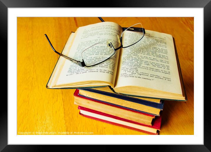 Stack of Antique Books and Spectacles 1 Framed Mounted Print by Mike Dale