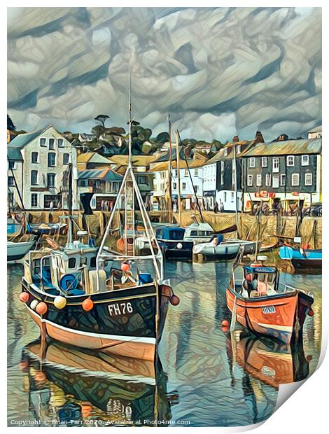 Mevagissey harbour Print by Brian Tarr