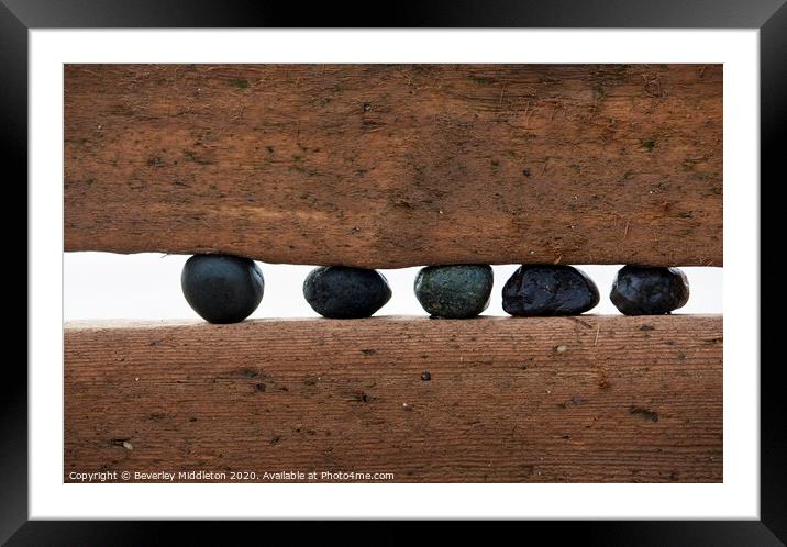 Seaside wood and pebbles a study at Spurn Point Framed Mounted Print by Beverley Middleton