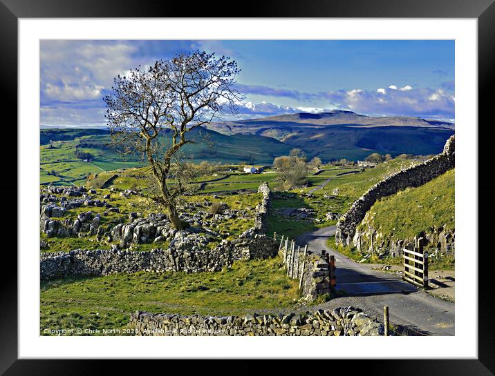 Winskill Stones above the village of Stainforth. Framed Mounted Print by Chris North