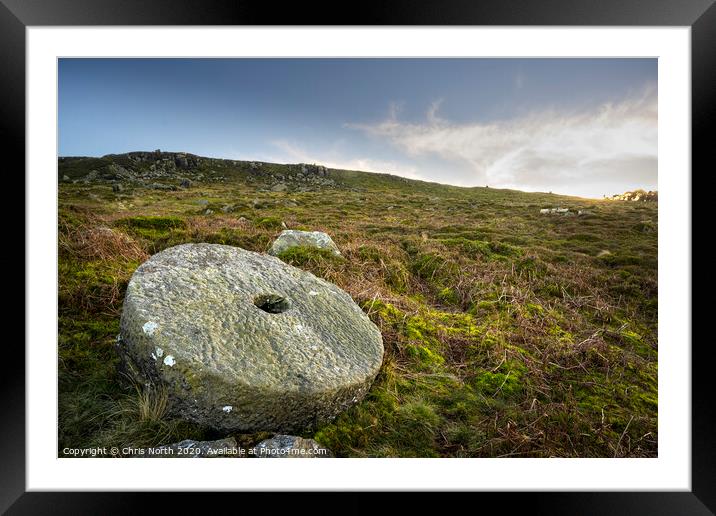 Wheel stone, Ilkley Moor. Framed Mounted Print by Chris North