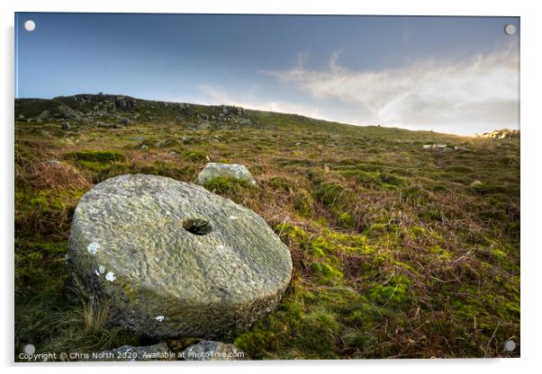 Wheel stone, Ilkley Moor. Acrylic by Chris North