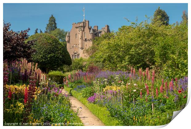 Gardens at Crathes Castle, Scotland Print by Alan Crawford