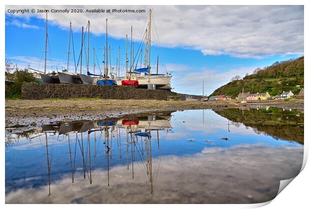 Fishguard Reflections, Wales Print by Jason Connolly