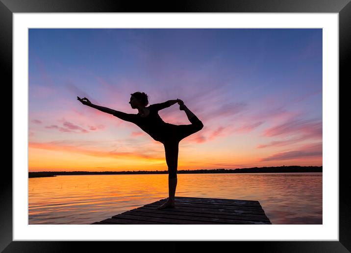 Yoga at Sunset Framed Mounted Print by Arterra 