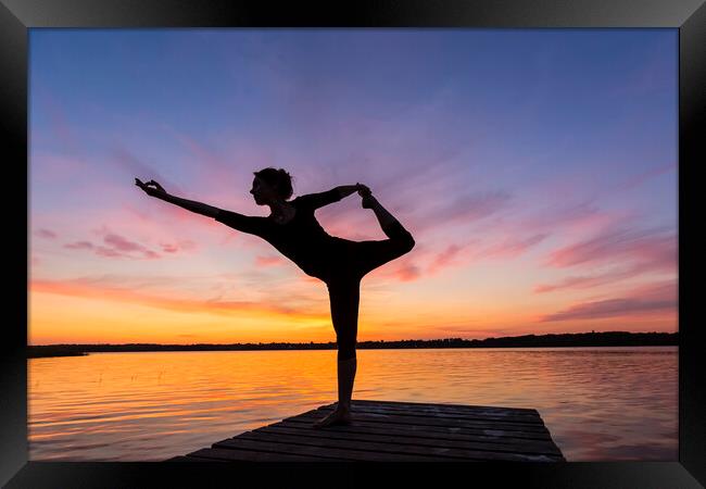 Yoga at Sunset Framed Print by Arterra 