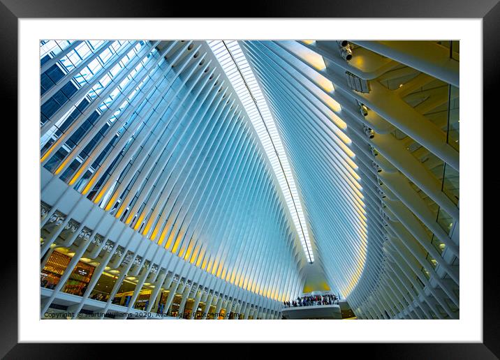 The interior of the Oculus, New York with saturated colours Framed Mounted Print by Martin Williams