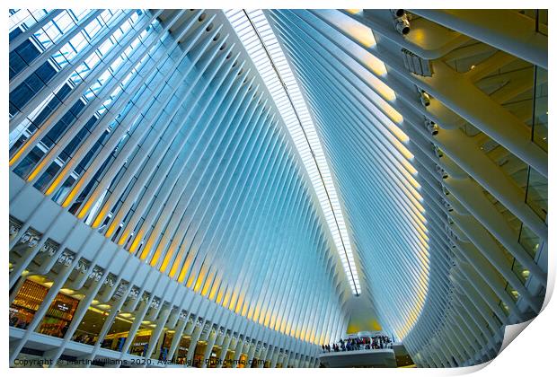 The interior of the Oculus, New York with saturated colours Print by Martin Williams