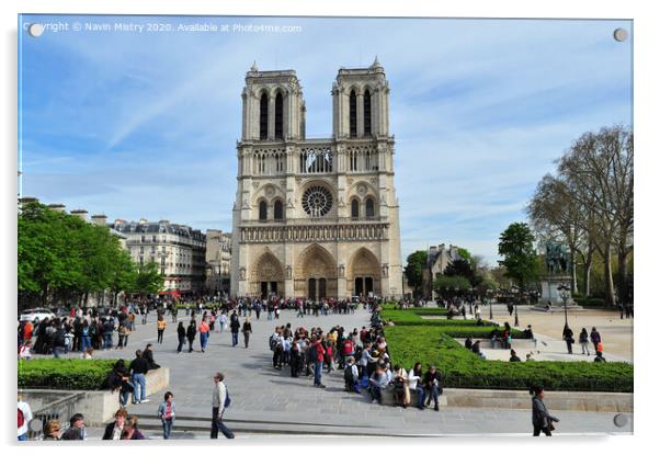 Notre Dame de Paris, France Acrylic by Navin Mistry