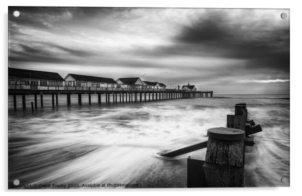Dawn over Southwold Pier Mono Acrylic by David Powley